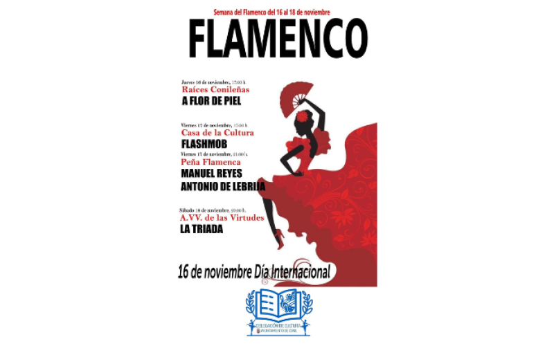Cartel informativo de la Semana del Flamenco del 16 al 18 de noviembre en Conil.