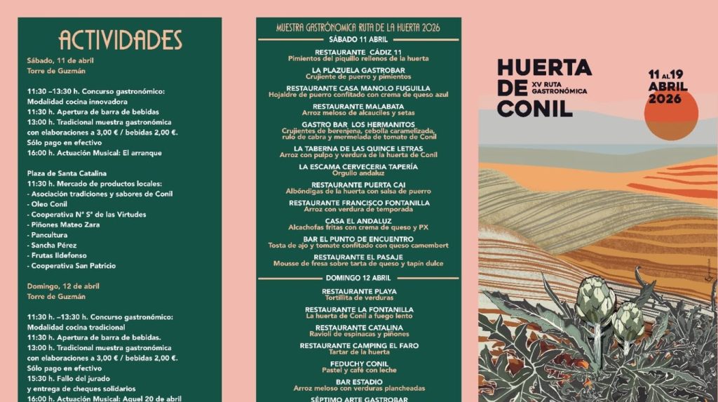 XV Ruta Gastronómica Huerta de Conil 2026: Programa Completo del 11 al 19 de Abril