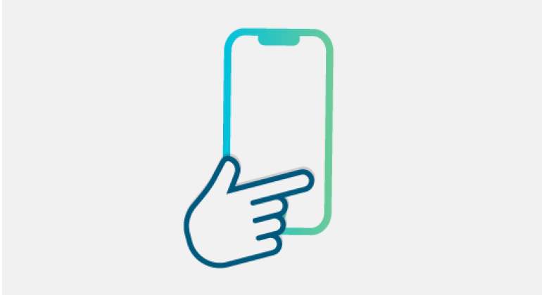 Iconografía de una mano que sostiene un teléfono móvil